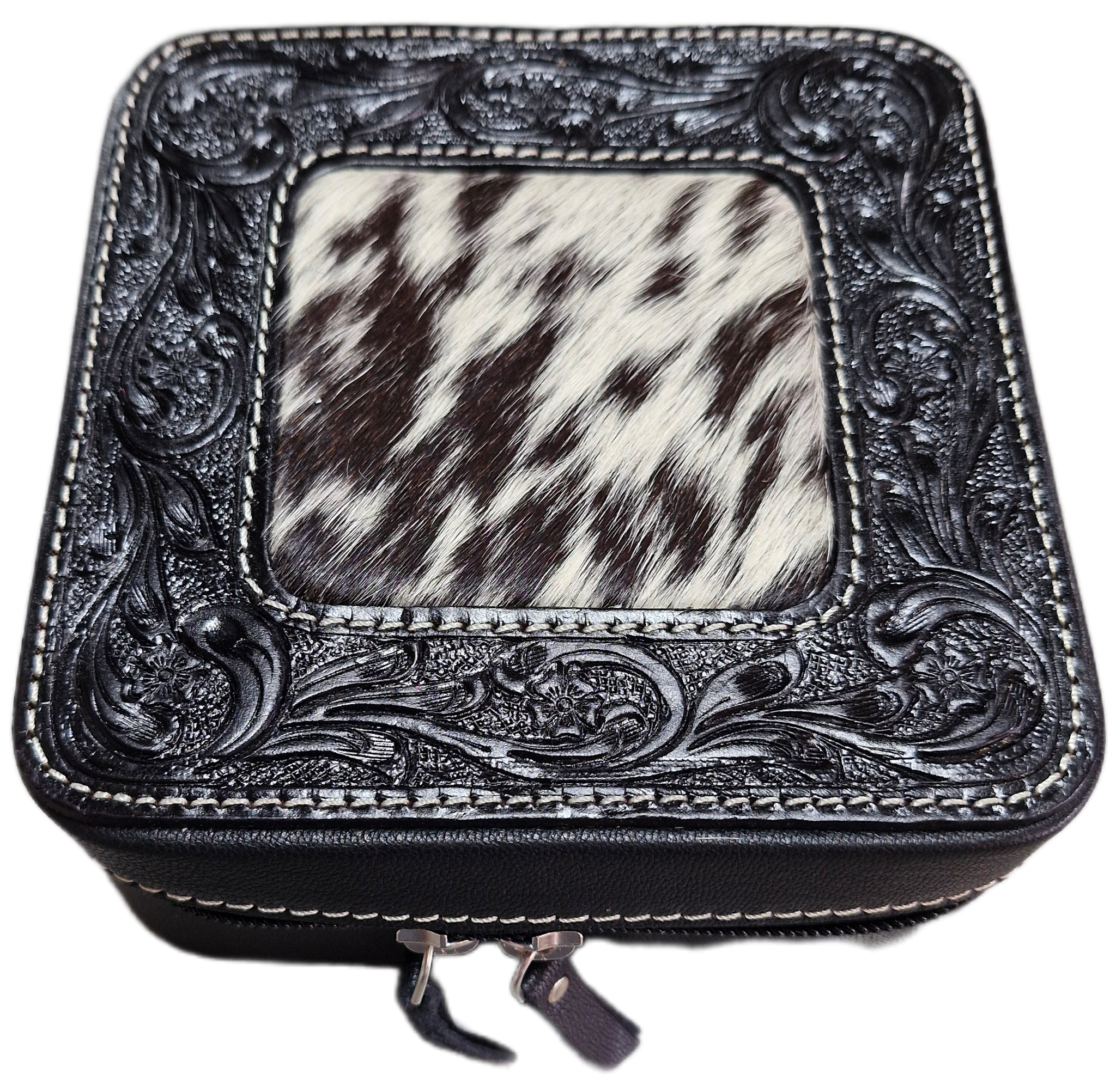 Tooled leather Jewellery Box - Tan, Brown or Black