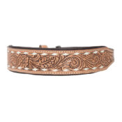 Dog Collar tooled leather Small - Tan, Brown or Black