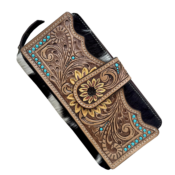 Sunflower Tooled Wallet - Tan, Brown or Black