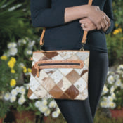 Cowhide Patchwork Bag - Tan, Brown or Black