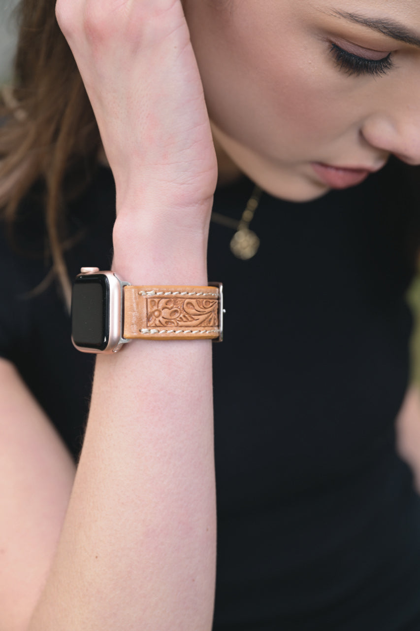 Apple Watchband straight tooled leather 42/44/45mm