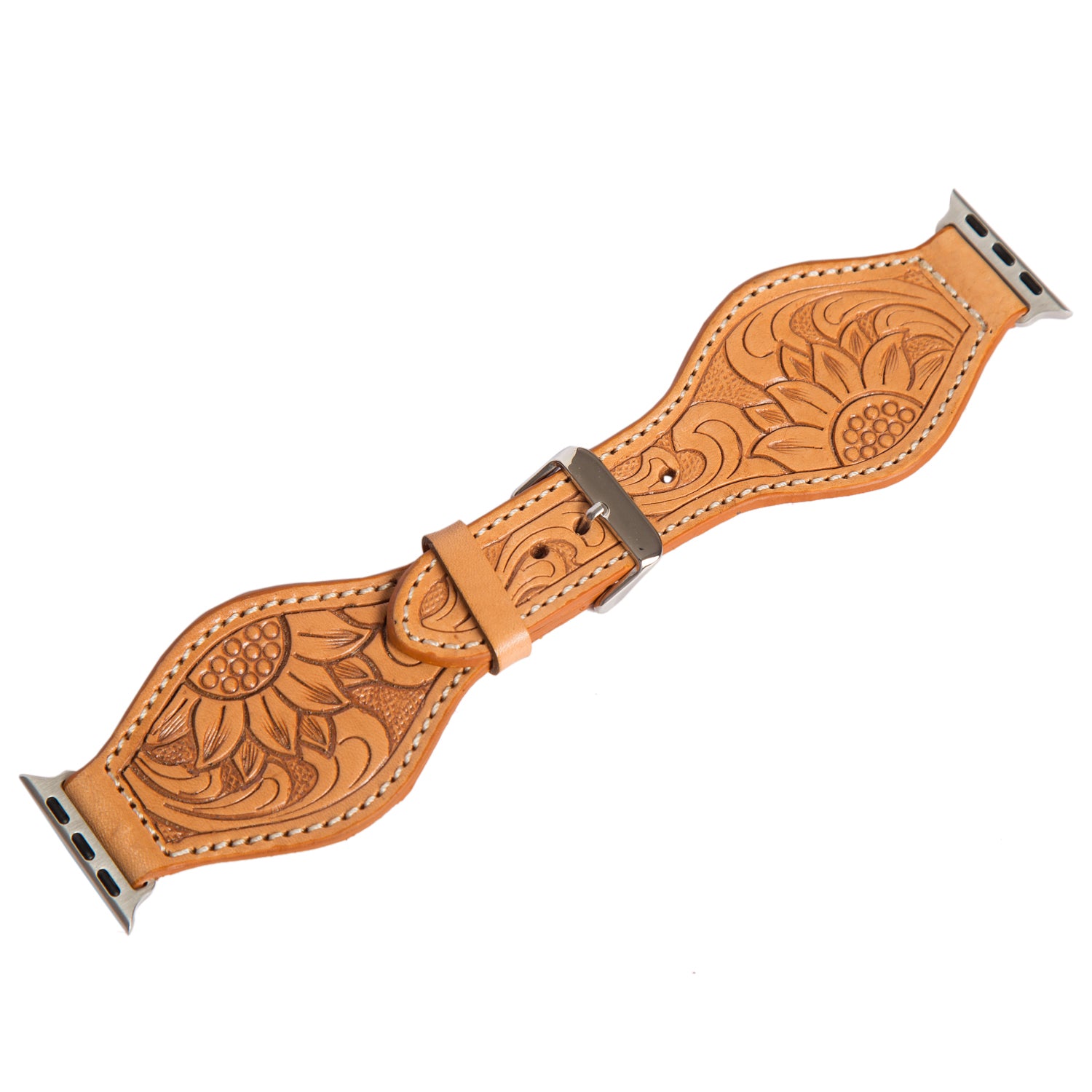 Apple Watchband curved tooled leather 38/40/41mm