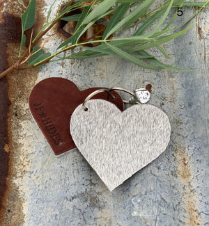 Cow Hide Heart Key Tags (Flat) _ No 5