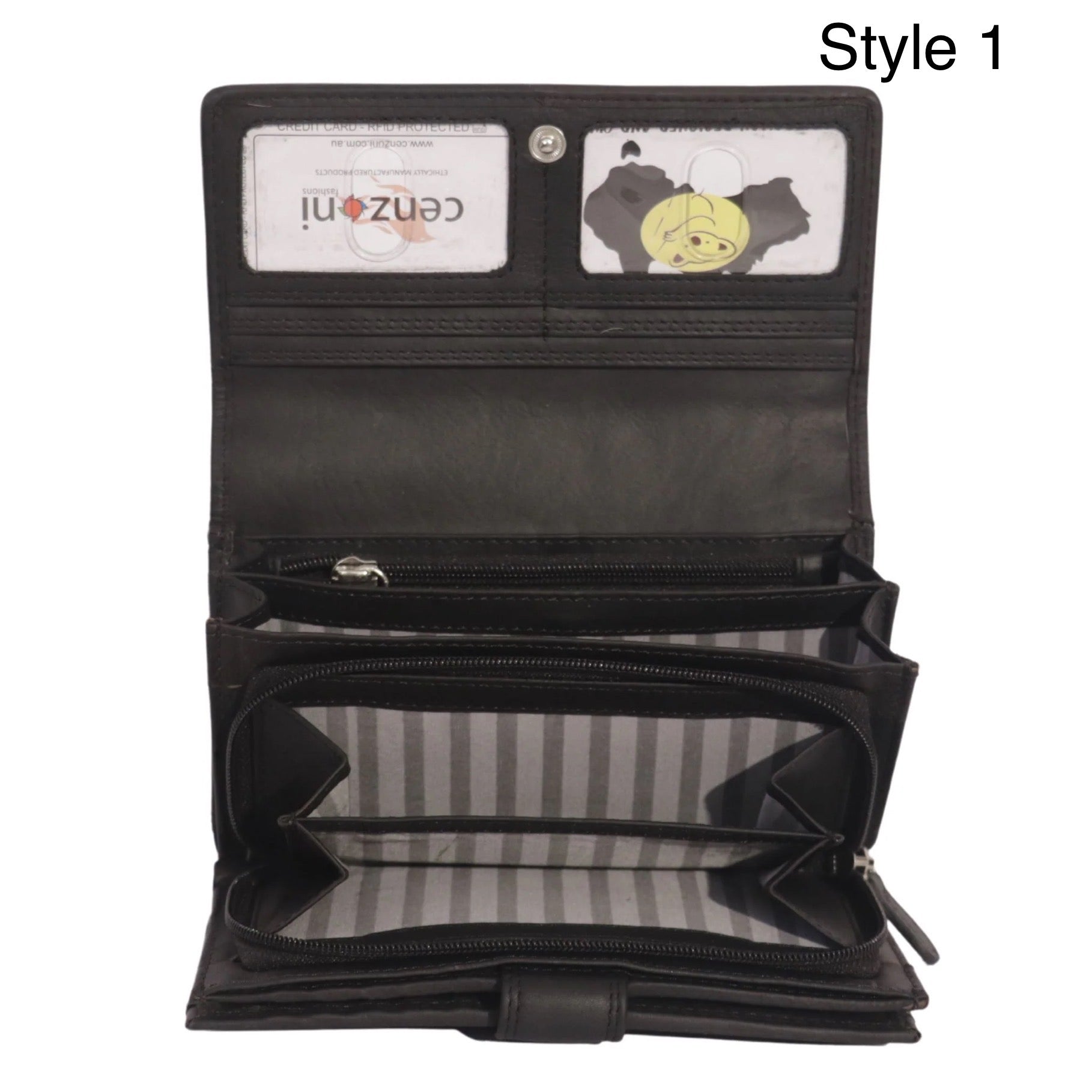 Ladies Hide Wallet _ Style 1 _ Black #1