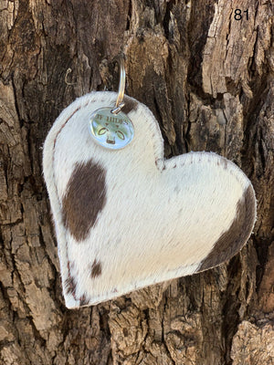 Cow Hide Heart Key Tags _ No  81