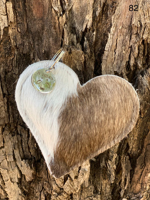 Cow Hide Heart Key Tags _ No  82