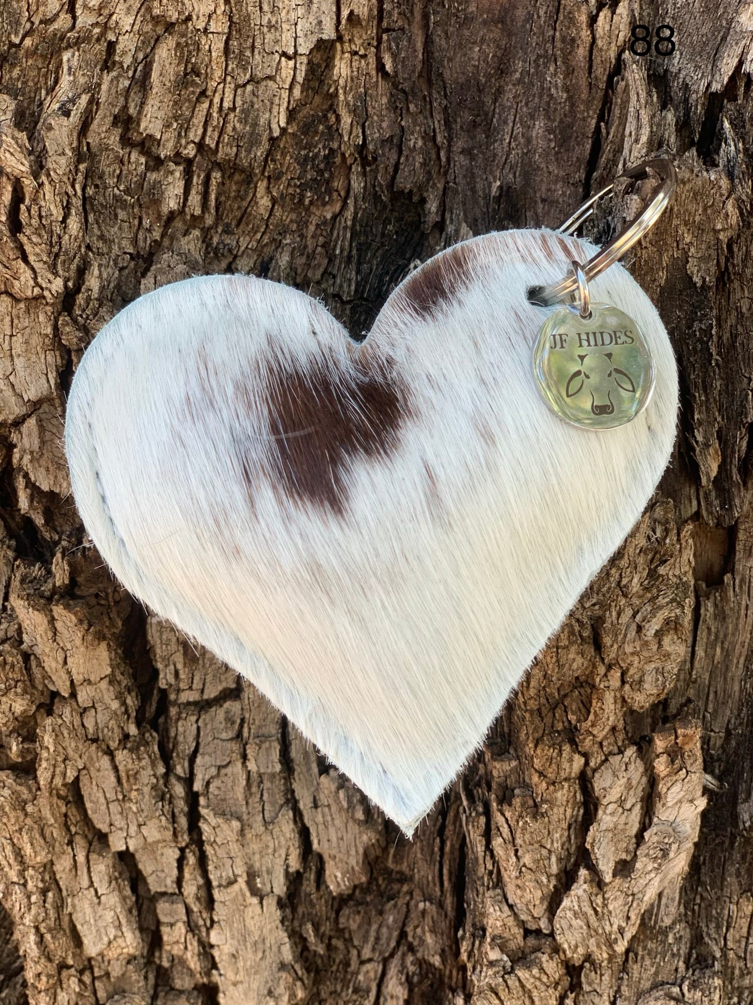 Cow Hide Heart Key Tags _ No  88