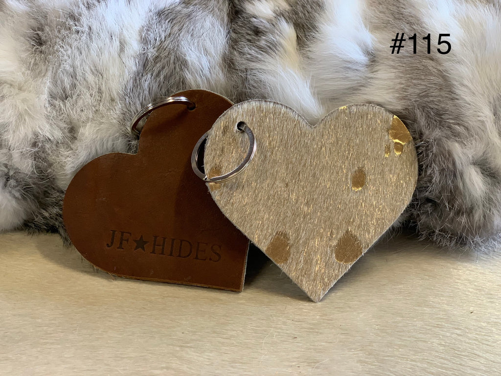 Cow Hide Heart Key Tags (Flat) _ No 115