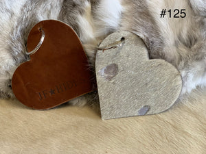 Cow Hide Heart Key Tags (Flat) _ No 125