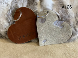 Cow Hide Heart Key Tags (Flat) _ No 126