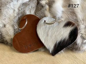 Cow Hide Heart Key Tags (Flat) _ No 127