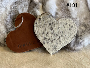 Cow Hide Heart Key Tags (Flat) _ No 131