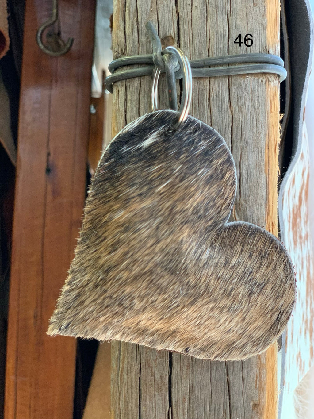 Cow Hide Heart Key Tags _ No  46