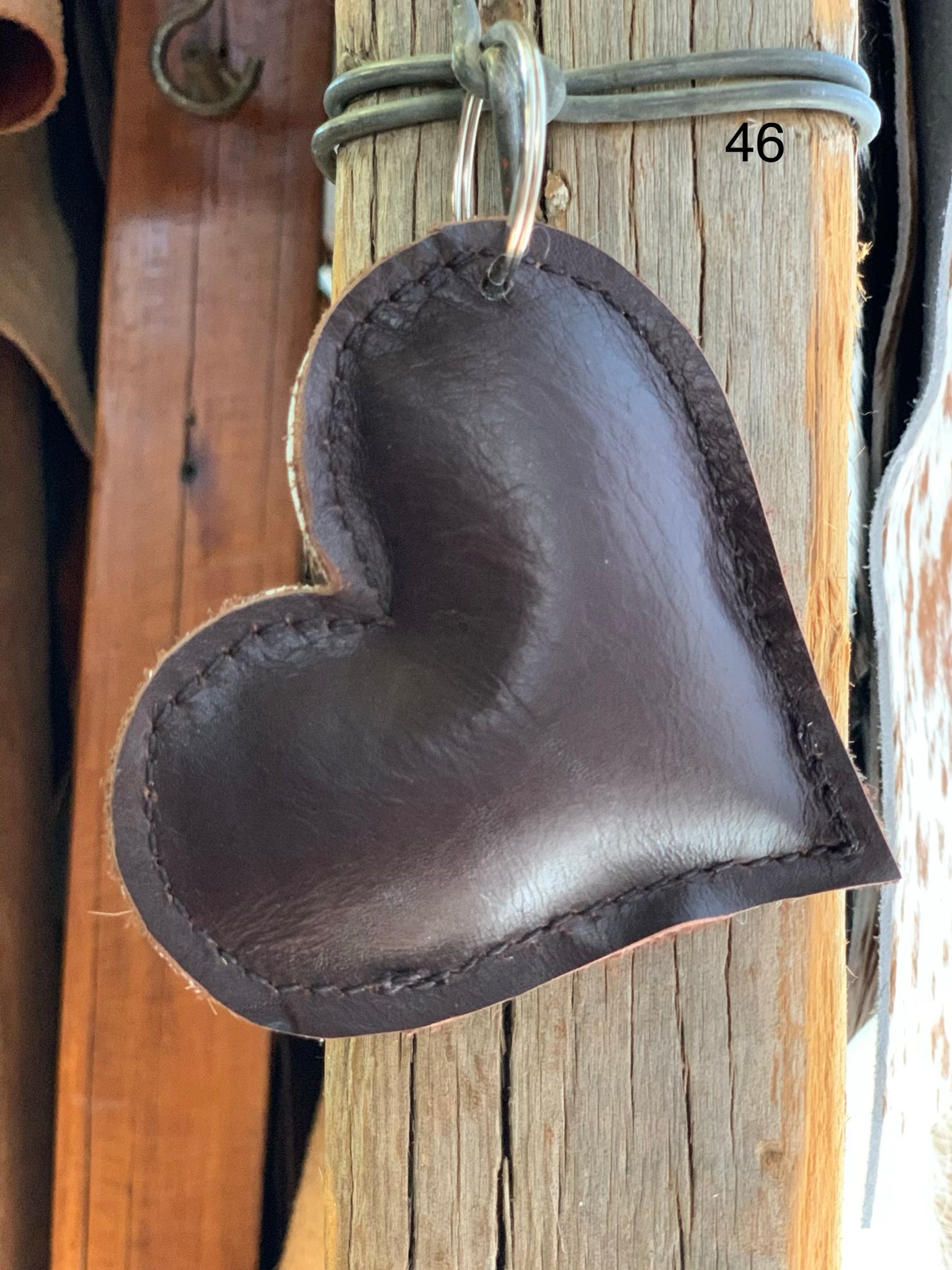 Cow Hide Heart Key Tags _ No  46