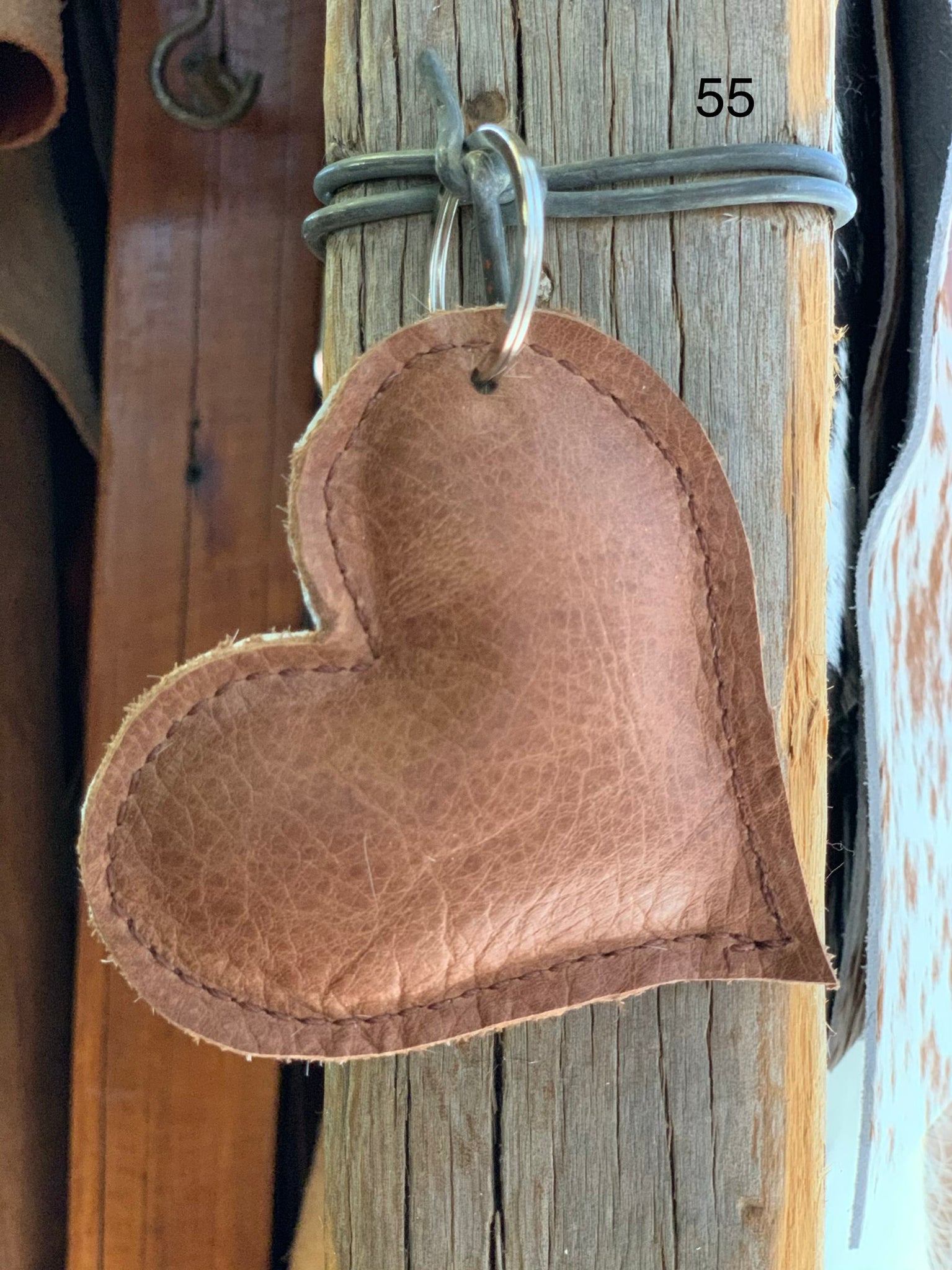 Cow Hide Heart Key Tags _ No  55