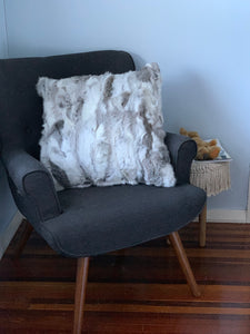 Grey and White European Rabbit Cushion